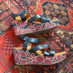 Naya Nalani for Anthropologie Painted Cork and Leather Platform Sandals